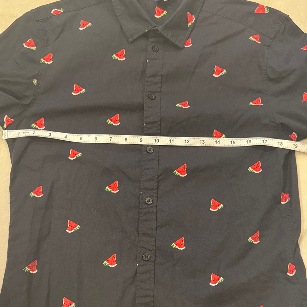 Divided Blue Shirt with Red Watermelon Pattern. Size Small - Picture 4 of 8